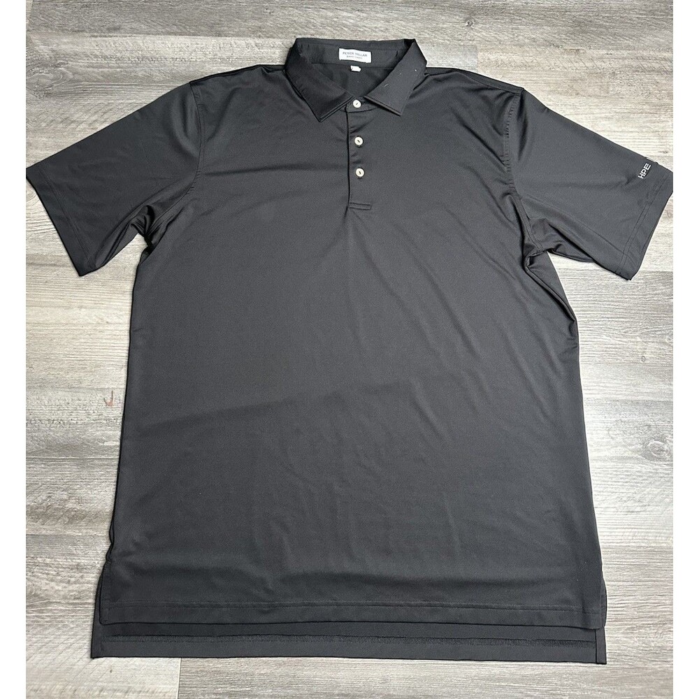 Peter Millar Summer Comfort Men's L Black Solid Performance Polo HPE Carahsoft